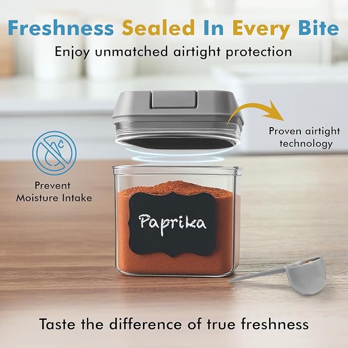 Shazo 9 PC Airtight Food Storage Containers - BPA Free Clear Plastic Snack & Spice Containers with Easy Lock Lids - Kitchen and Pantry Organization for Herbs, Coffee, Tea - 0.5L / 2.1 Cups - Image 6