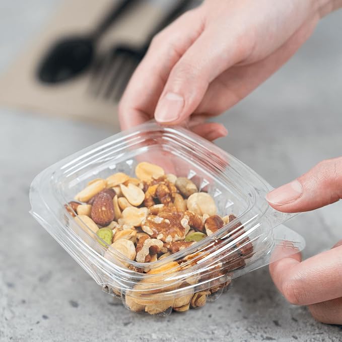 Karat 4oz PET Clear Clamshell Deli Containers - Leak-Resistant, Easy Seal for Freshness, Ideal for Salads, Fruits, Sides & Desserts - Multipurpose Plastic Take Out Food Containers (Pack of 400) - Image 3