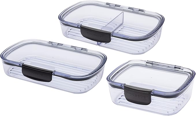 Progressive Prokeeper + Deli Storage Set: Air-Tight Silicone Sealed Containers w Grooved Bottom, Dry Erase Lid, BPA-Free, Stackable, Keeps Meats & Cheeses Fresh Longer, 3-Piece Set (1.65L, .69L, 1.6L) - Image 2