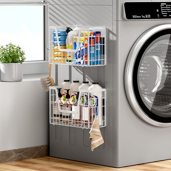 2 Set Magnetic Fridge Shelf, White Magnetic Fruit Basket for Fridge | Potato and Onion Storage Bins, Wire Baskets Magnet Shelves Spice Rack for Refrigerator Laundry Kitchen Organizer and Storage - Image 7