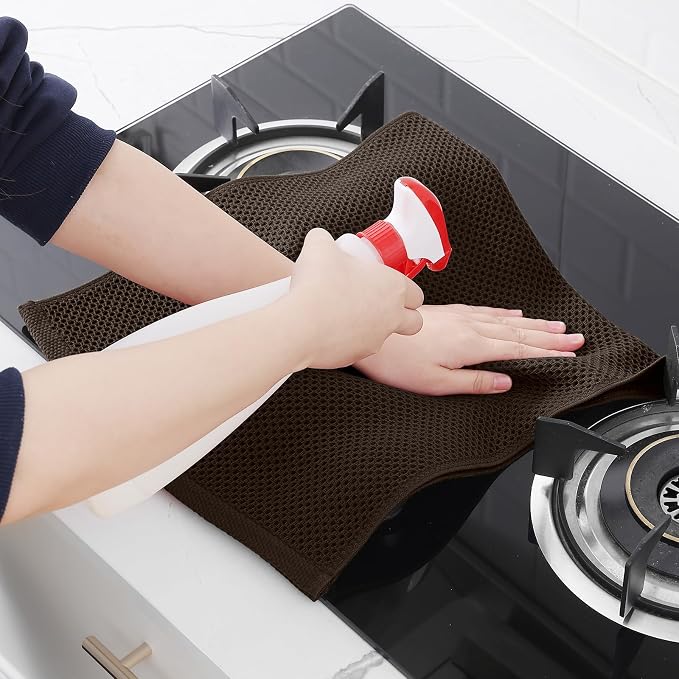 Homaxy 100% Cotton Waffle Weave Kitchen Towels, 15-Pack, Dark Brown | Ultra Soft Absorbent Dish Towels, Quick Drying Cleaning Towels, 13 x 28 Inches - Image 5