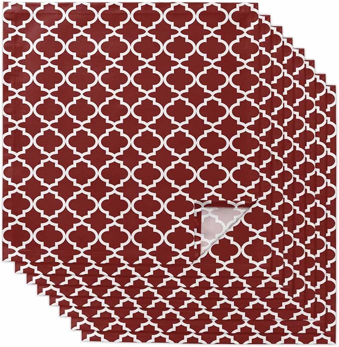Cloth Napkins Set of 8-20x20 Inches, Red Moroccon Washable Reusable Table Napkins, Vintage Farmhouse Minimalist Motifs Art Soft & Absortbent Dining Napkin for Party Wedding Hotel Restaurant by Unknown