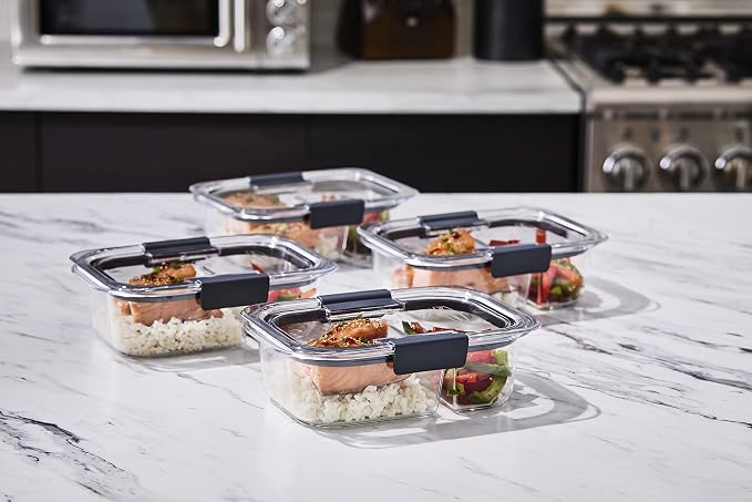 Rubbermaid Brilliance Meal Prep Containers, 2-Compartment Food Storage Containers, 2.85 Cup, 5-Pack, BPA-Free, Clear/Grey - Image 8