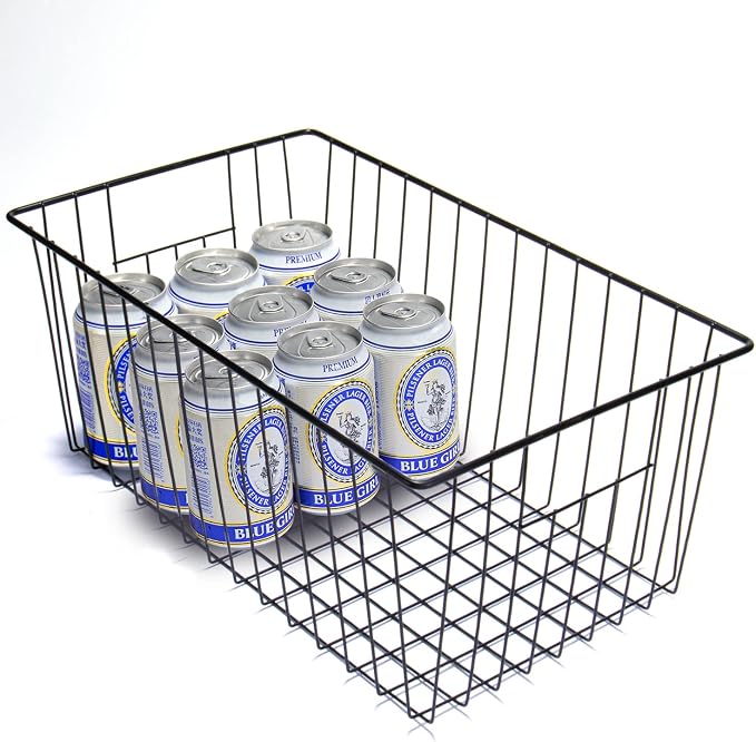 6 Pack Freezer Organizer Bins - Stand up Freezer Organizers for 16 Cu.Ft Upright Freezer, Easily Get Food Improve Air Circulation, Wire Storage Baskets, Black - Image 2