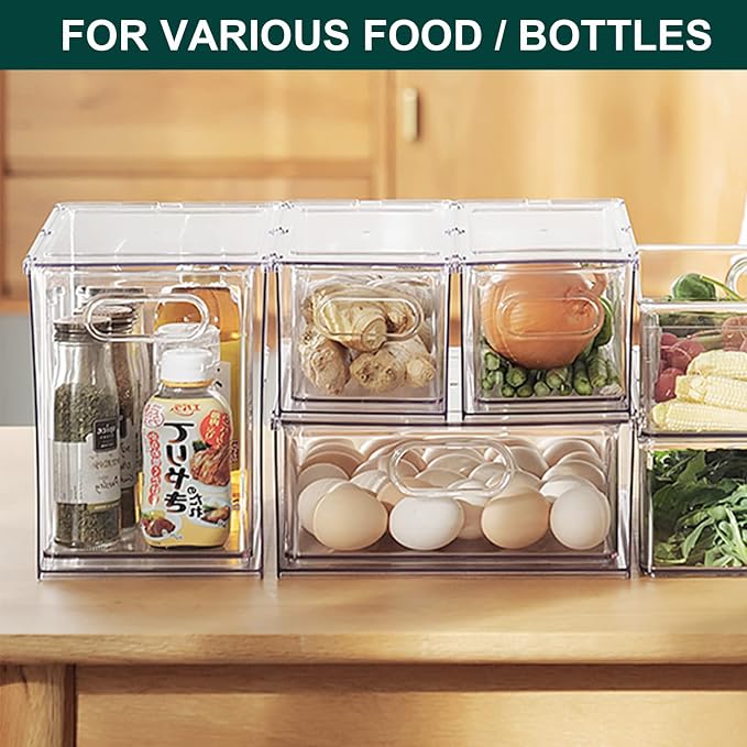 LALASTAR Fridge Organizer And Storage Clear, Large Refrigerator Organizer Bin with Pull-out Drawer, Pantry Organization and Storage, BPA Free, 1 Pack, 9.51QT - Image 3