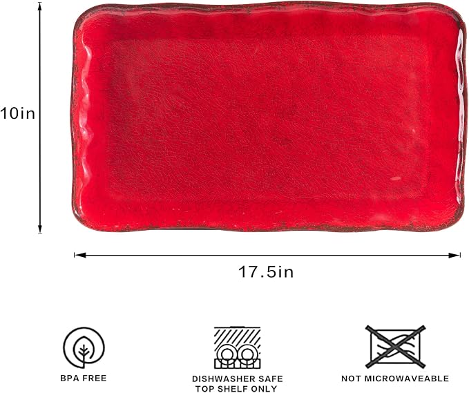 LEHAHA Christmas Melamine Platters for Serving Food, Colored Serving Trays, 17.5 x 10 Rectangular Turkey Serving Tray, Set of 2, Perfect for Outdoor, Christmas Parties, Restaurant, Dishwasher Safe - Image 6