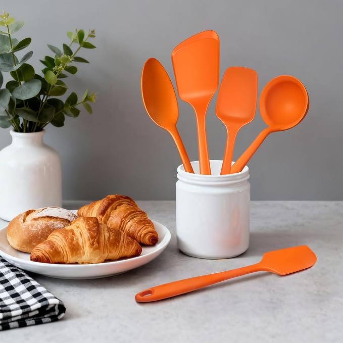 5PCS Silicone Kitchen Utensils Set, Heat Resistant Spatula Set | Cooking Tools Made of Food Grade BPA Free Silicone, Heat Resistant Design Protects Nonstick Cookware for Everyday Meals - Image 7