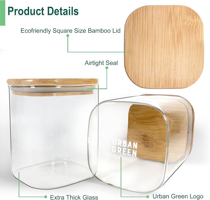 Glass Jars with Airtight Lids, Airtight Glass Canisters with Locking Lids, (Bamboo-28oz) - Image 2