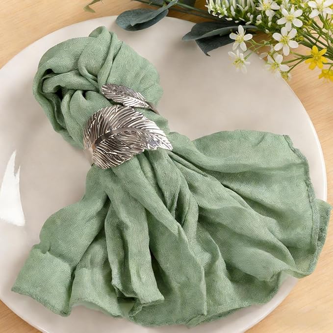 Cloth Napkins Set of 10 21"x21" Reusable Cheesecloth Napkins Sage Green | Boho Rustic Dinner Napkins Washable Gauze Table Napkins Cloth Hemmed Edges for Wedding Bridal Shower Family Gathering Decor by MLMC