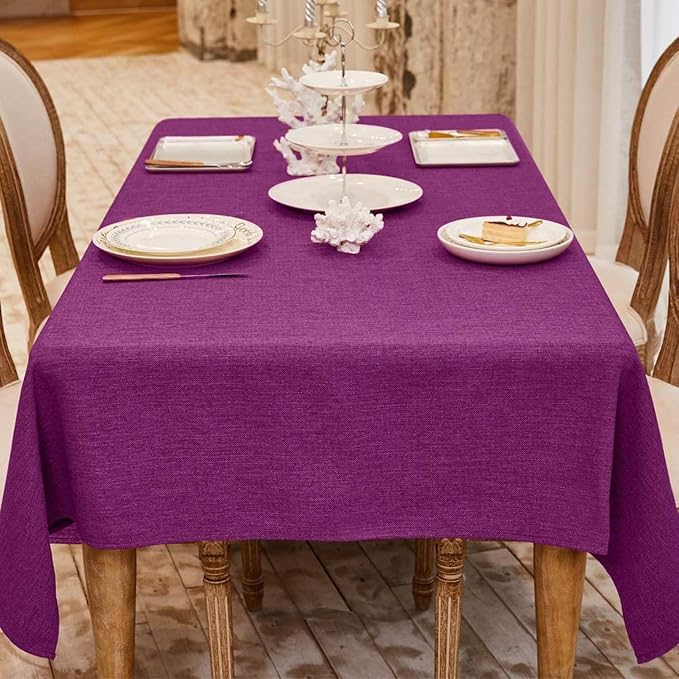 BALCONY & FALCON Rectangle Table Cloth Waterproof Purple 55"x55" | Square Washable Wrinkle Resistant Table Cloth Linen Fabric Tablecloths for Dining Party Kitchen Wedding and Outdoor Use by BALCONYFALCON
