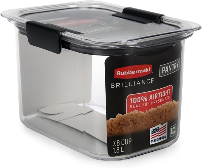 Rubbermaid Brilliance Pantry Airtight Food Storage Container, BPA-Free 7.8 Cup, Ideal for Brown Sugar - Efficient, Leak-Proof and Dishwasher-safe by Unknown