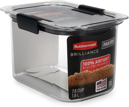 Rubbermaid Brilliance Pantry Airtight Food Storage Container, BPA-Free 7.8 Cup, Ideal for Brown Sugar - Efficient, Leak-Proof and Dishwasher-safe by Unknown