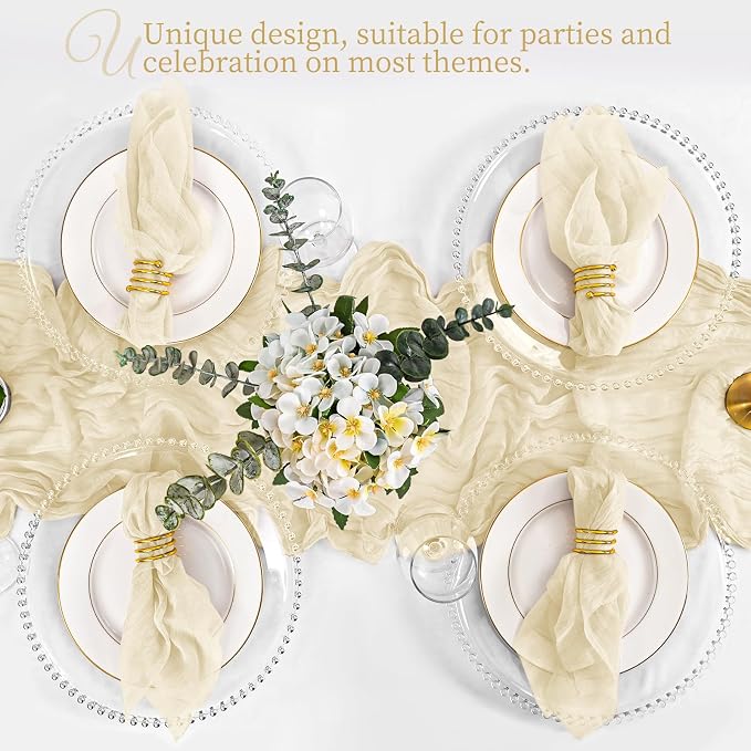 50 Pack Ivory Cloth Napkins 20x20Inch Cheesecloth Napkins | Elegant Cloth Napkins for Table, Washable Rustic Boho Gauze Napkins, for Wedding Party Bridal Baby Shower Dinner Decor - Image 6