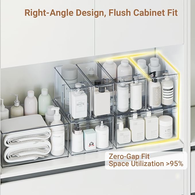 Clear Plastic Storage Bins with Dividers for Fridge Pantry Organizers and Storage Containers, 3 Pack Large Acrylic Stackable Sturdy Storage Boxes for Home Edit and Cabinet Organizers C6-2 - Image 7