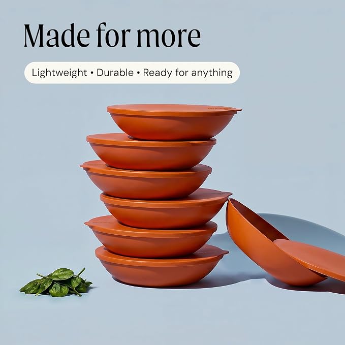 Large Serving Bowl with Lid - Certified Recycled Food-Safe Plastic, BPA-Free, Dishwasher, Microwave, Fridge and Freezer Safe | 4.96qt | Papaya - Image 8