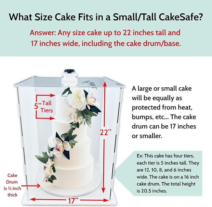 CAKESAFE Reusable Small/Tall Cake Transporter, Clear Plastic Cake Carrier (17" W x 22" H) - Image 2