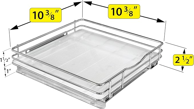 LYNK PROFESSIONAL® Pull Out Spice Organization for Cabinets - 10-3/8 inch Wide – Spice Rack for Inside Cabinets, Slide Out Spice Rack Organizer for cabinet – Pull Out Spice Rack, Sliding 1 Tier Chrome - Image 5
