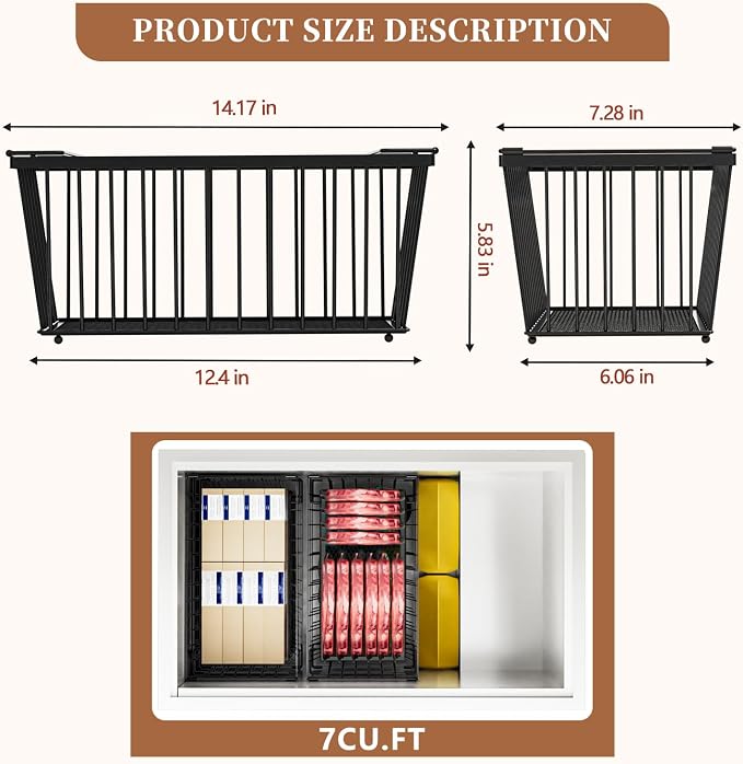 Enhanced Leak-Proof Bottom, Freezer Organizer Bins for 7 Cu.Ft,4 Pack | Stackable Chest Freezer Organizer Bins, Baskets with Handles, Leak-proof Wire Storage Container Baskets for Sort Frozen Meats - Image 5
