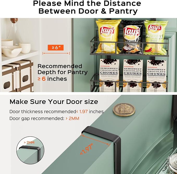 Bunoxea Black 8-Tier Over The Door Pantry Organizer, Pantry Organization And Storage, Metal Hanging Spice Rack Shelves Door, Home & Kitchen Essentials, Laundry Room Bathroom Organization - Image 2