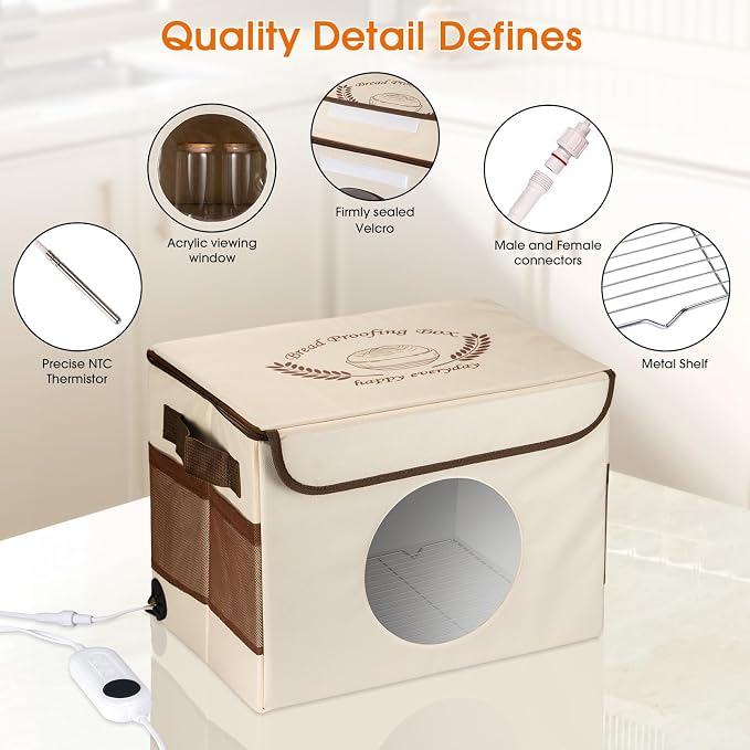 Bread Proofing Box with 86-113℉ Temp Control & 24H Timer, Dough Proofer with Metal Rack, Proofing Box for Sourdough, Bread Baking, Pizza, Yogurt, Kombucha, Space-Saving - Image 6