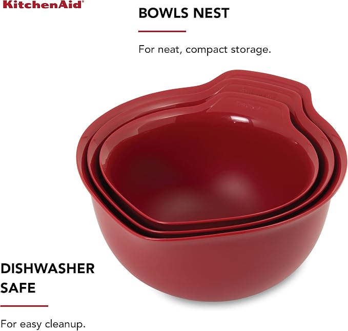 KitchenAid Universal Mixing Bowls, Set Of 3, Empire Red - Image 4