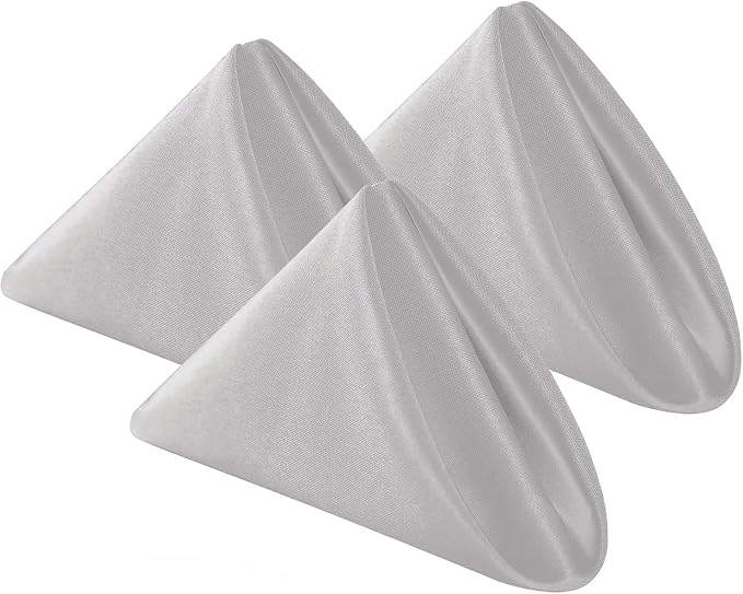 Bailarina Cloth Napkins Set of 80,17x17 inches Dinner Napkins Cloth Washable,Polyester Square Table Cloth Napkin Bulk with Hemmed Edges Ideal for Banquets, Parties and Weddings-Silver by Bailarina