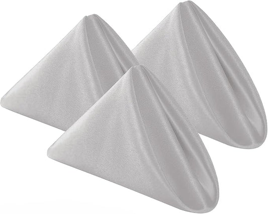 Bailarina Cloth Napkins Set of 80,17x17 inches Dinner Napkins Cloth Washable,Polyester Square Table Cloth Napkin Bulk with Hemmed Edges Ideal for Banquets, Parties and Weddings-Silver by Bailarina