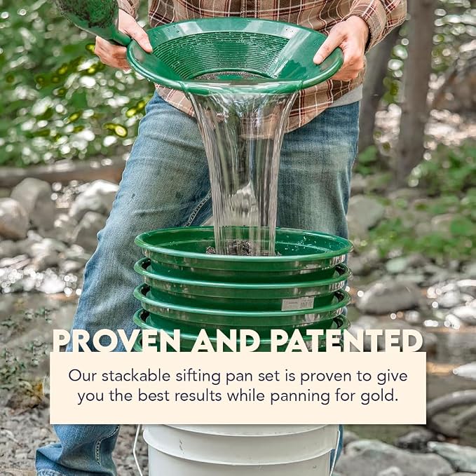 SE 13.25 Inch Wide Stackable Classifier Gold Prospecting Pan - 1/100 Inch Stainless Steel Mesh Sifting Pan, Green - Image 6