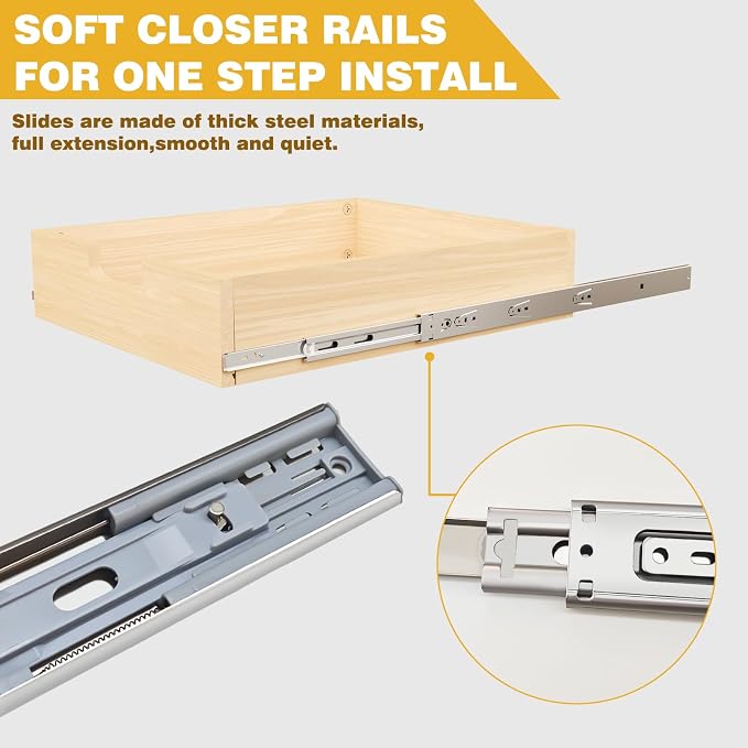 Pull Out Cabinet Organizer, 23''W×21''D×19''H Soft Close Slide Out Wooden Pull out Drawers, Three Tier Slide out Wood Cabinet Organizer, for Base Cabinet Organization in Kitchen, Pantry, Bathroom - Image 4