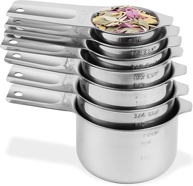 Measuring Cups and Spoons Set, Stainless Steel Measuring Cups and Spoons Set 20 With 7 Measure Cups & 9 Measure Spoons,1Leveler, 2Ring,1Conversion Chart for Kitchen & Baking - Image 2