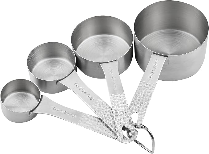 18/8 Stainless Steel Measuring Cups and Spoons Set 10 for Baking & Kitchen, Metric & US Metal 4 Measuring Cups and 5 Measuring Spoons with 1 Leveler - Image 2