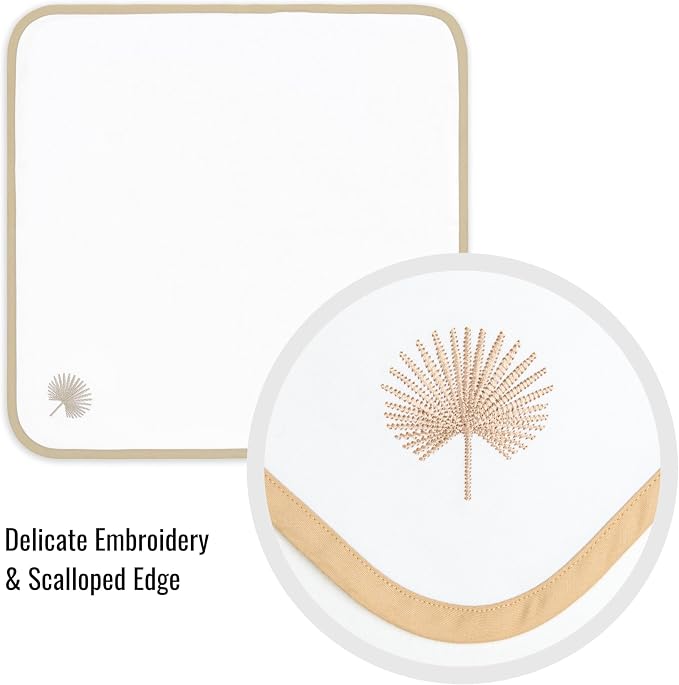 Hofdeco Premium Coastal Cotton Cloth Napkins Set of 4, 20"x20" Washable Dinner Napkins for Events, Weddings, Home Use, Neutral Tan Embroidered Palm Leaf - Image 5