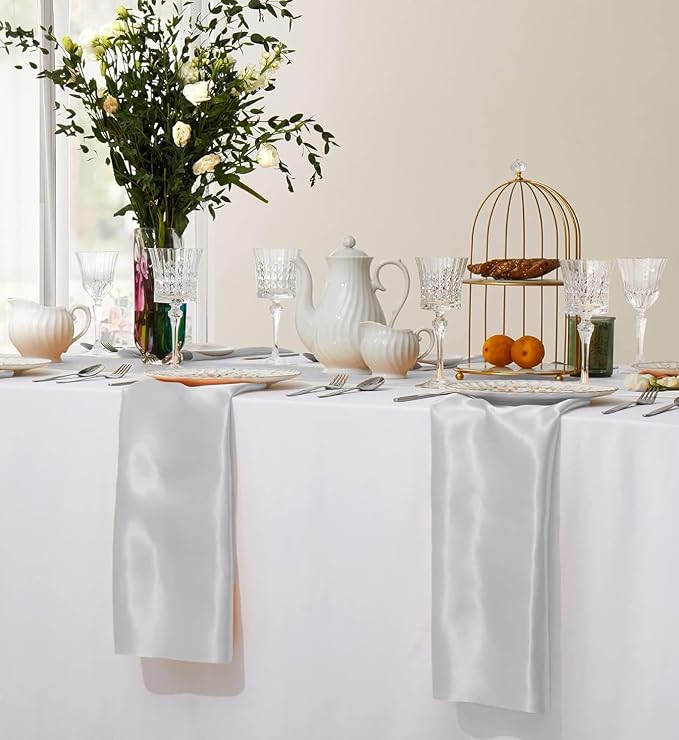 MDS® Pack of 25 Satin Napkins 12 x 12 Inch, Soft Silky Reusable Cloth Dinner Table Napkins for Wedding Décor, Reception, Birthday, Parties, Banquets, Catering, Restaurants & Hotel - White - Image 5
