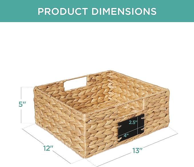 Best Choice Products Set of 4 13x12in Water Hyacinth Pantry Baskets, Woven Organizers w/Chalkboard Label, Chalk Marker - Natural - Image 7