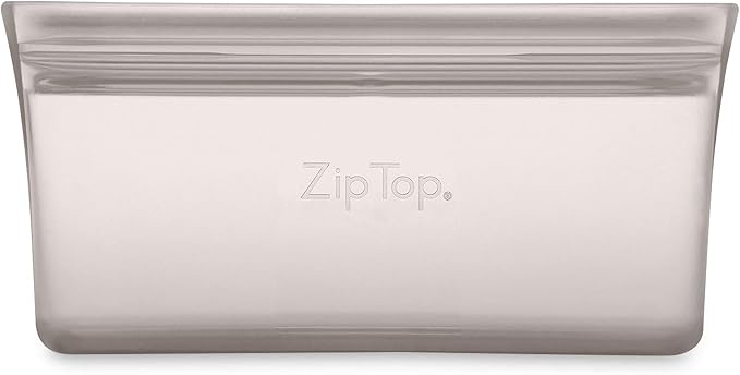 Zip Top Reusable Food Storage Bags | Snack Bag [Gray] | Silicone Meal Prep Container | Microwave, Dishwasher and Freezer Safe | Made in the USA - Image 2