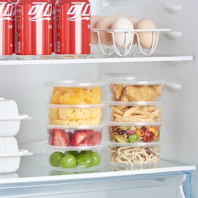 Jaluxing [150 Set - 8 oz. Plastic Deli Food Storage Containers With Lids Disposable Clear Small Togo Containers - Image 5