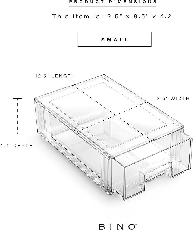 BINO | Stackable Storage Drawers, Small - Clear | THE CRATE COLLECTION | Storage Bins With Drawers | Bathroom Organizers | Under Sink Organizer | Vanity Cabinet Home Organization - Image 3