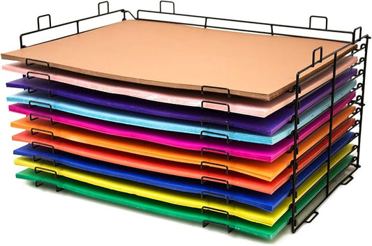 BAZIC Poster Board Display Rack Stackable 10-Slots, Art Drying Racks, Metal Steel Powder Coated, Assembled Size 29.5"x23"x16" (Boards Not Included) | stores and displays 22 x 28 in poster boards upright and separated by BAZICProducts