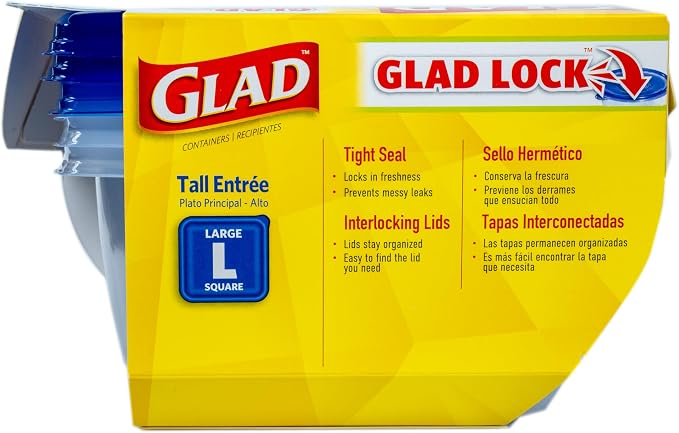 Glad GladWare Tall Entree Containers, Large Square, 42 Oz, 3 Count, 6-Pack | Lock-tight seal for meal prep and lunches in a tall square format; microwave and dishwasher safe - Image 6