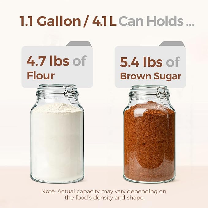 ComSaf Large Glass Jars with Airtight Lids 1.1 Gallon 2 Pack Wide Mouth | Flour sugar rice, Kombucha kimchi, Sourdough pickling, Pantry organization, Pickling fermenting, Cabinet organization - Image 4