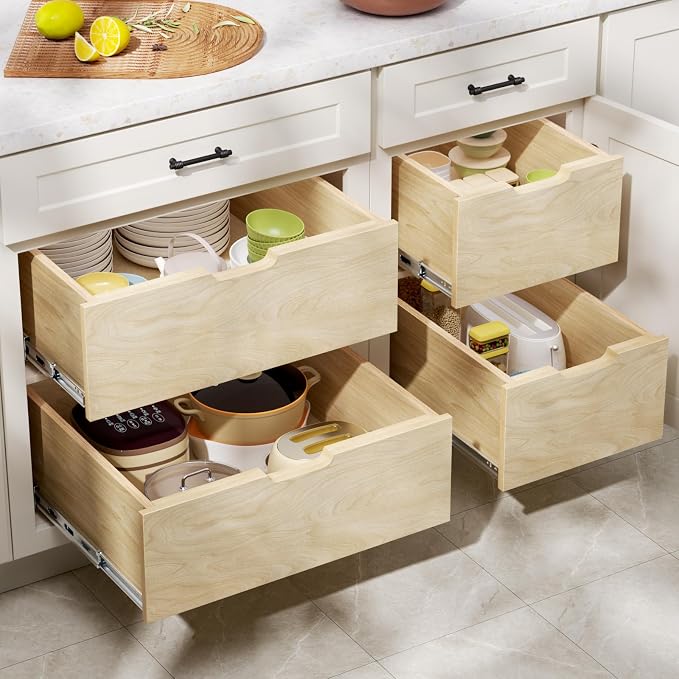 Pull Out Cabinet Organizer, Slide Out Wood Drawer, Pull Out Drawers for Cabinets, 8" High Pull Out Shelf for Kitchen Cabinet Pantry, 10½" W×21" D | Cabinet Pull Out Organizer, Pull Out Drawers for Cabinets, 8" High Pull Out Shelf for Kitchen Cabinet Pa... - Image 2