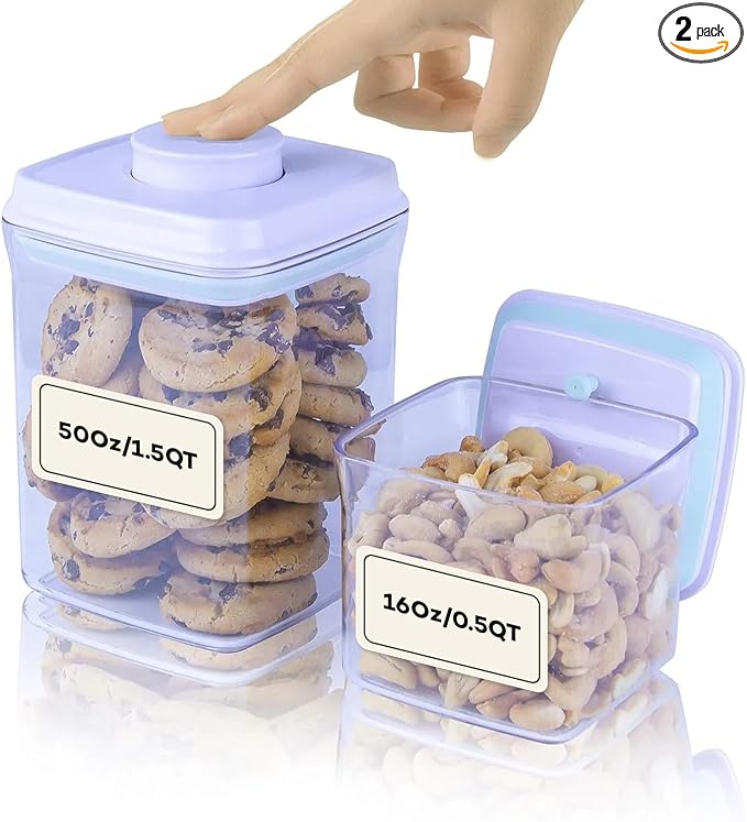 Bop Top Airtight Food Storage Containers | Pop-Top Lid | Multi-Pack | kitchen canister set, for flour, sugar, snacks, pasta, baking by iChewie