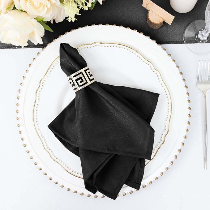 Efavormart Premium Cloth Napkins Set of 5, 17x17 Inch Black Seamless Dinner Napkins, Washable Linen Table Napkin Cloth with Hemmed Edges for Weddings, Party and Banquet - Image 7