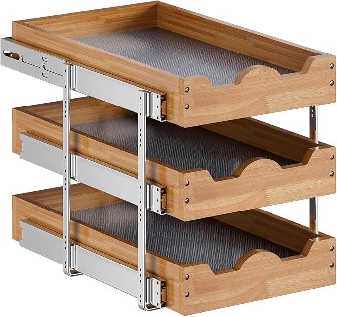 OCG Pull Out Drawer 14" W x 21" D, 3 Tier Pull Out Cabinet Organizer, Heavy-Duty Slide Out Drawer for Cabinets, Base Cabinet Organization for Kitchen, Pantry, Bathroom - Image 7