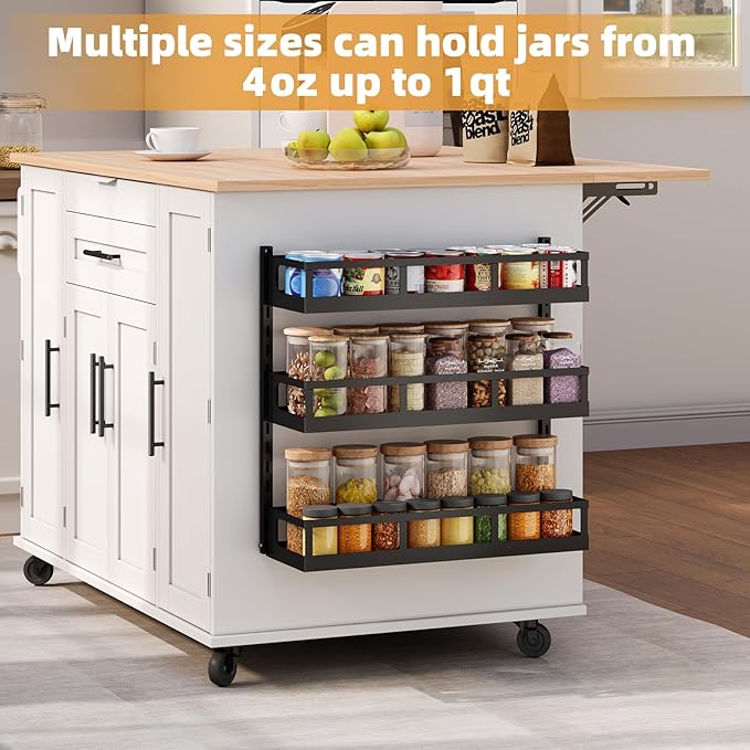 X-cosrack Wall Mount Spice Rack Organizer 5 Tier Height-Adjustable Hanging Spice Shelf Storage for Kitchen Pantry Cabinet, Dual-Use Seasoning Holder Rack with Hooks, Black-Patented - Image 2