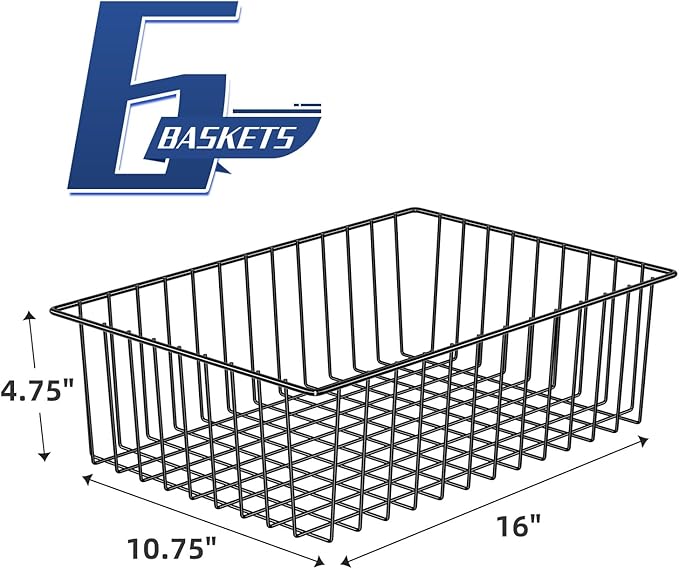 Simple Trending 6 Pack Large Metal Wire Baskets for Storage, Black | Organization, Metal Pantry Storage, For Cabinet, Kitchen, Garage, Bathroom, 16"D x 10.75"W x 4.75"H - Image 2