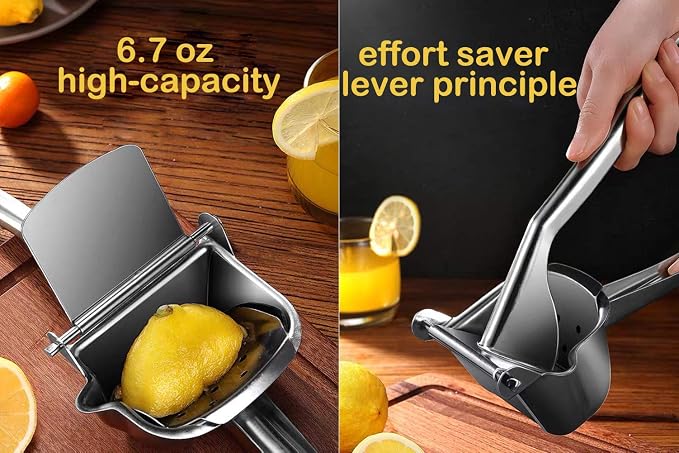 Real Stainless Steel Lemon Squeezer Citrus Juicer Hand Press Heavy Duty Manual Squeeze Juice Extractor Maker Orange Lime Grapefruit Presser - Bonus 50 Pcs Filter Bags - Image 5