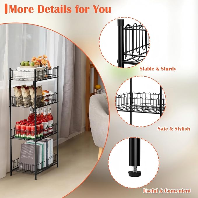 Vrisa Water Bottle Organizer 4 Tiers Free Standing Water Bottle Holder Beverage Soda Can Drink Holder Stand Can Organizer Storage Rack for Pantry Kitchen Food Storage, Black - Image 6