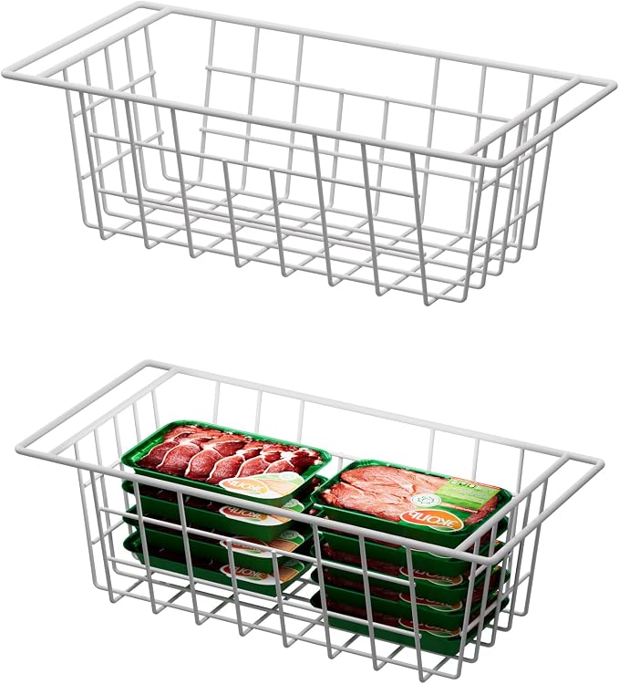 SANNO Chest Freezer Baskets Organizer, Deep Freezer Baskets Bin Sturdy Metal Wire freezer storage Organizer for Home Kitchen,16.5in by SANNO