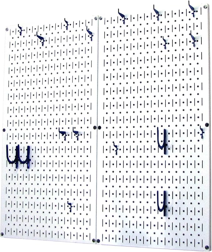 Wall Control Kitchen Pegboard Organizer Pots and Pans Storage Rack Organization Kit with White Pegboard and Blue Accessories - Image 2